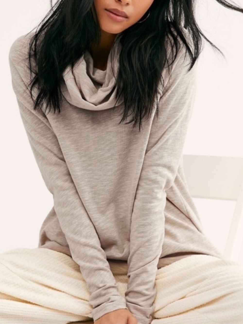 Free People Beach Cotton Cocoon Cowl Neck Long Sleeve Pullover Top Medium - Picture 12 of 12